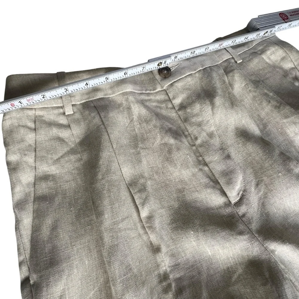 Banana Republic High Rise Palma Straight Leg Linen Pant Size 12 in Natural Color
